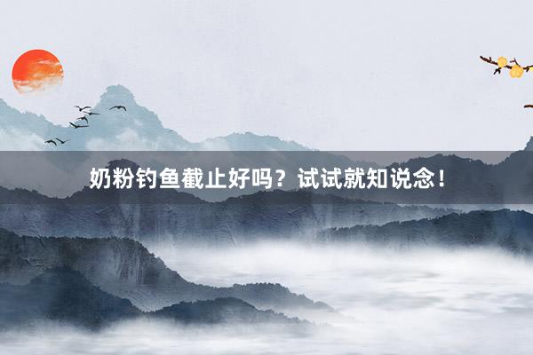 奶粉钓鱼截止好吗？试试就知说念！